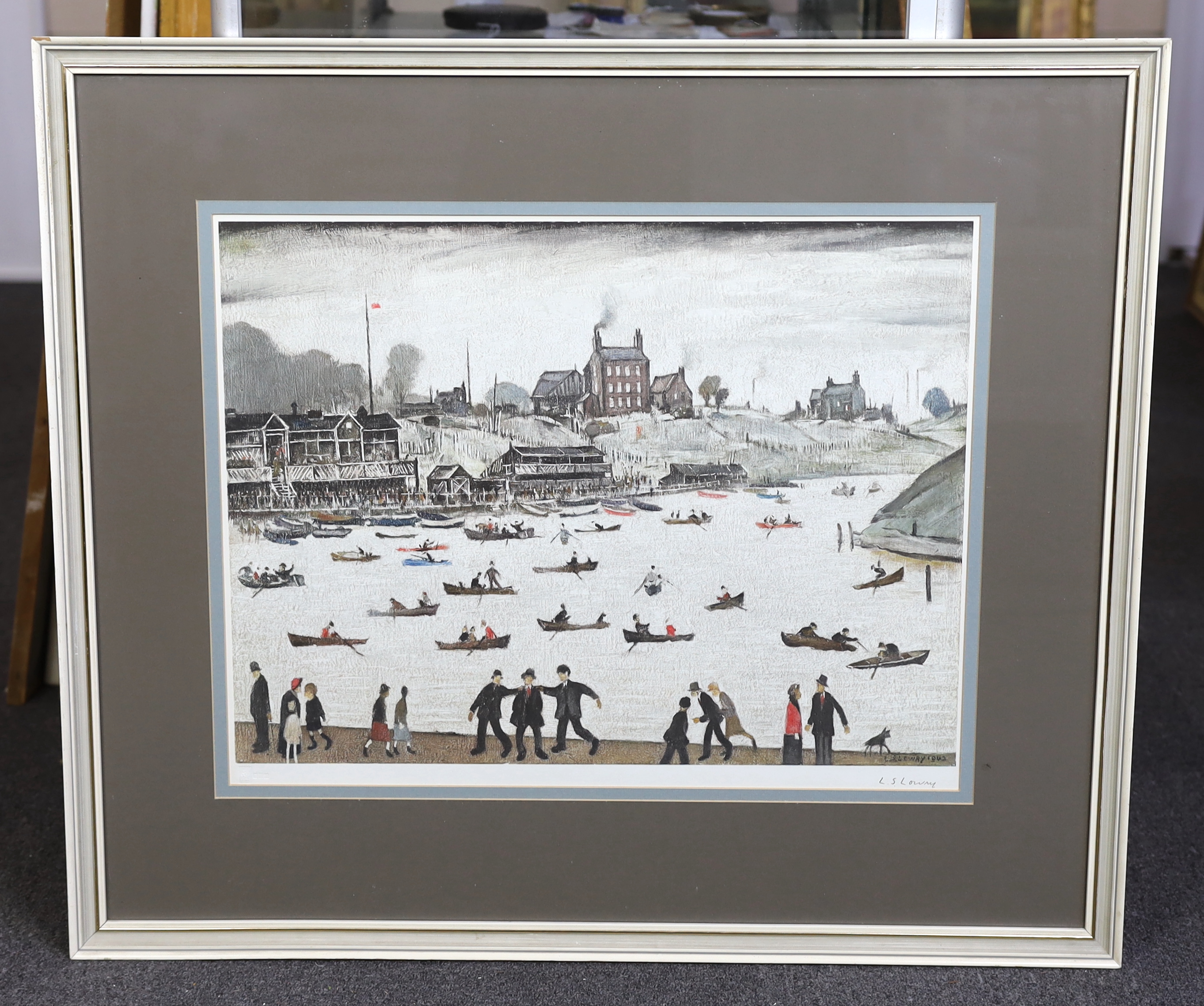 Laurence Stephen Lowry RBA RA (1887-1976), 'Crime Lake', offset lithograph in colours, 1972, on wove paper, 46 x 61cm
